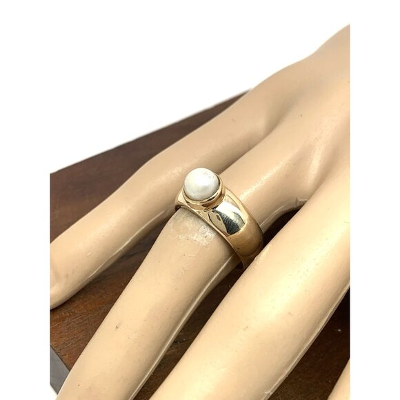 Pearl Cocktail Ring 14k Yellow Gold Estate Jewelry Women's Size 7.25 - Picture 13 of 14